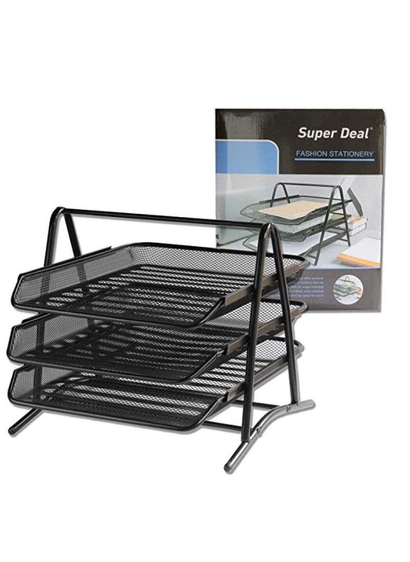SUPER DEAL 3 Layer Metal Paper Tray (Black)  - Image 2