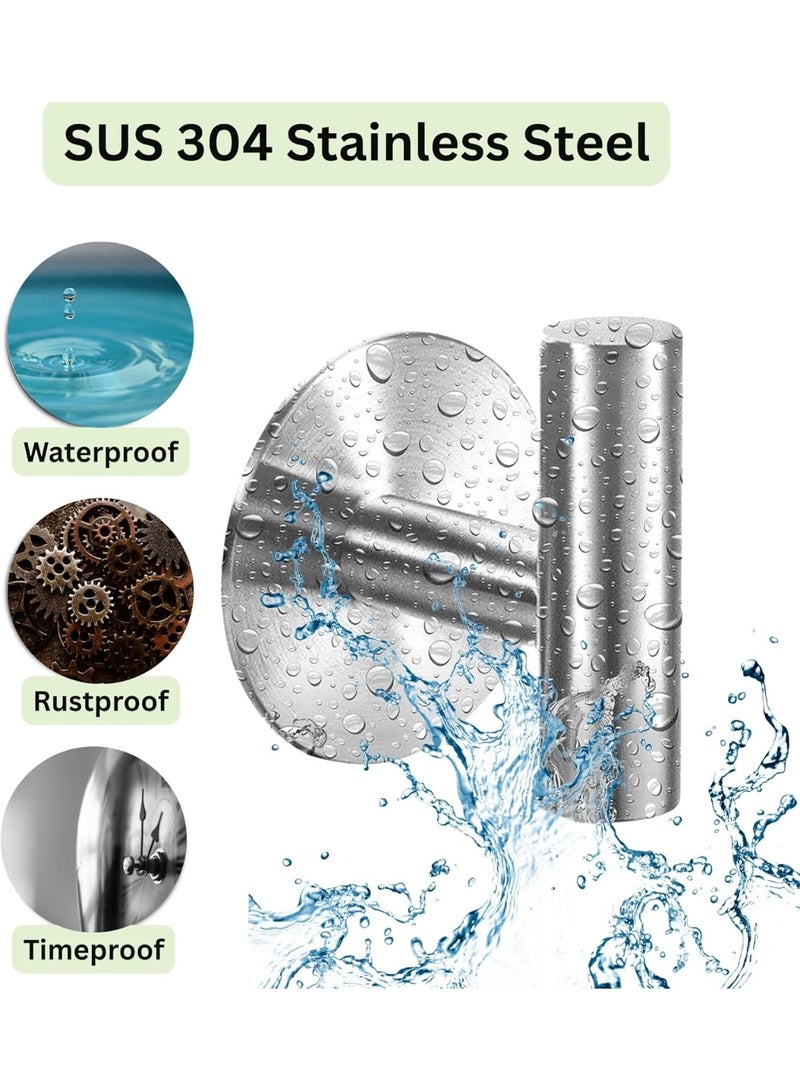 Streamflow Heavy Duty Self Adhesive Hooks, Stainless Steel Stick On Wall & Door Hooks for Hanging Towels, Coats, Robes & Bags – Waterproof Bathroom & Kitchen Hooks, Silver, 4 Pack - Image 4