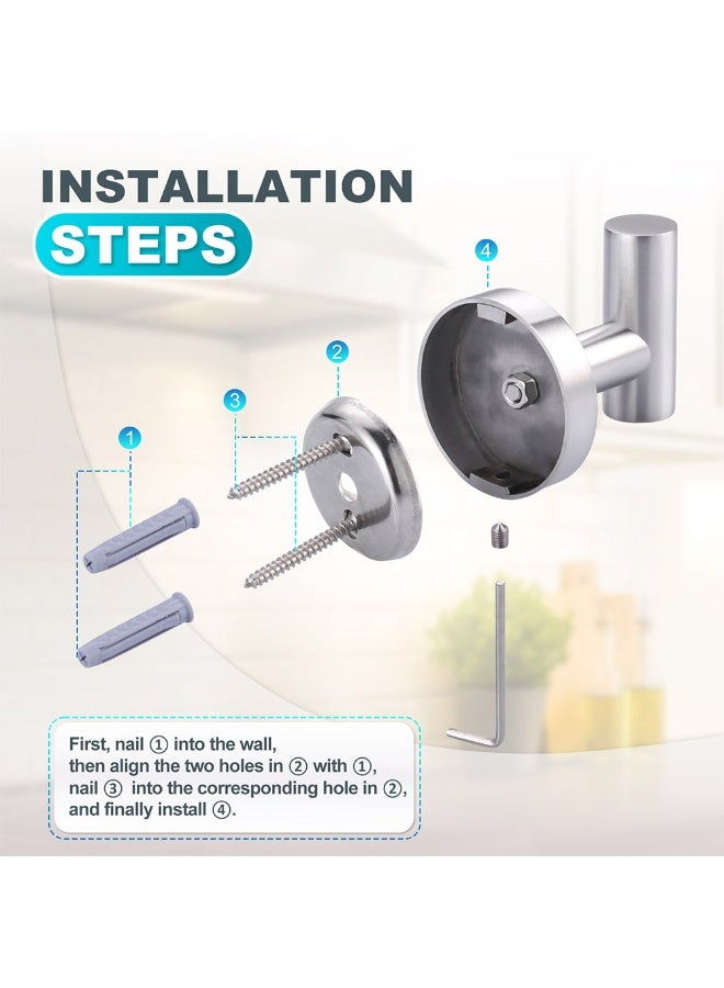 Streamflow Heavy Duty Wall Mount Hooks – Stainless Steel Bathroom & Kitchen Hooks for Towel, Robe, Coat & Bag Hanger, Waterproof, Silver, Pack of 4 - Image 5