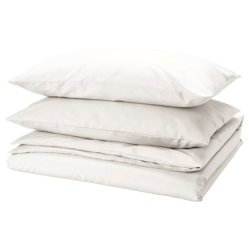 Baitique Smooth Polyester-Viscose Duvet Cover and 2 Pillowcases, White, 240x220 cm - Image 1
