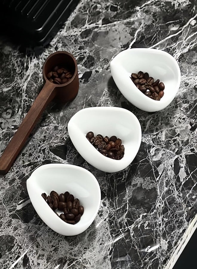 HSHQING Espresso Station Essential Set White Coffee Bean Dosing Cup n Walnut Coffee Wooden Spoon, Ceramic Dosing Vessel with Measuring Tablespoon Great Addition for Ground Beans, Protein Powder, Coffee n Tea - Image 3