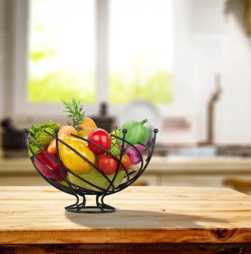 yorwan Wired Fruit Basket 2 Tier Steel Fruit Basket for Dining Table Fruit Bowl for Kitchen Countertop Fruit Stand for Home Vegetable Basket for Kitchen Fruit and Vegetable Fruit Basket - Image 2