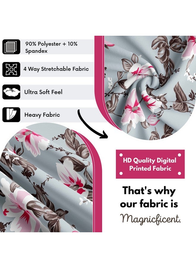 BRIDA® Polyester Spandex Stretchable Floral Geometric Printed Dining Chair Covers Elastic Chair Seat Case Protector, Slipcovers (4 Chair Cover, Grey Pink) - Image 5