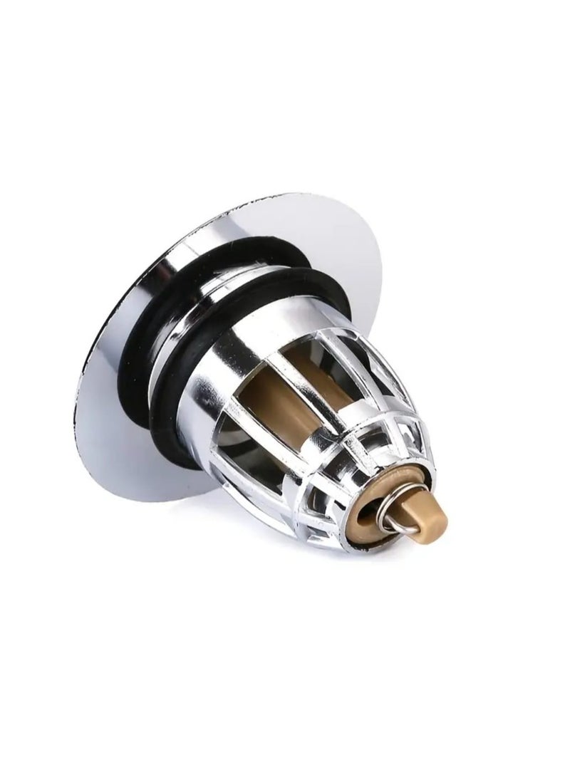 LDQ Stainless Steel Pop-Up Sink Drain Strainer - Multifunctional Basket Filter with Anti-Clogging Design, Press-Type Core for Easy Cleaning, White & Golden Finish, Bathroom & Kitchen Accessory, Hair Catcher, Sleek Metallic Finish, Durable Metal Construction - Image 4