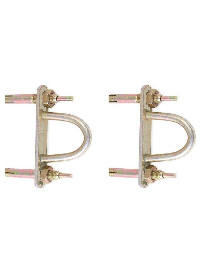 Q1 Beads حلقات معدنية من كرات Q1 عبوة 2 - خطاف د هوك مع خطاف سقف مع مسامير تثبيت بطول 4 إنش (4 قطع) - ثقيل (ذهبي) - Image 1