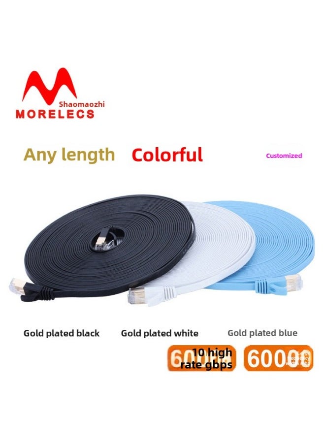 Generic Cat7 Network Cable 7 Flat Network Jumper Household Outdoor Gigabit High-speed Oxygen-free Copper Shielded Network Cable Wholesale-Color:White-Line Length:3 M  - Image 4