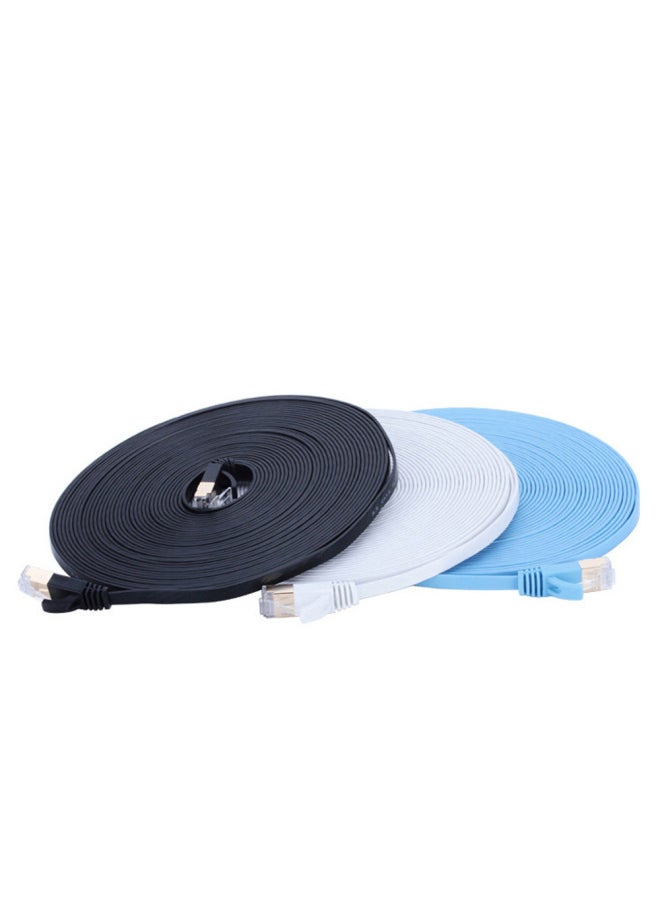 Generic Cat7 Network Cable 7 Flat Network Jumper Household Outdoor Gigabit High-speed Oxygen-free Copper Shielded Network Cable Wholesale-Color:White-Line Length:3 M  - Image 1
