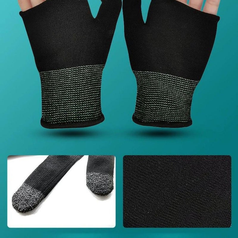 Gaming Finger Sleeves Black 2pcs Gloves and 4 Finger Glove Breathable Anti Slip Nylon Material for Mobile Gaming Cycling - Image 2