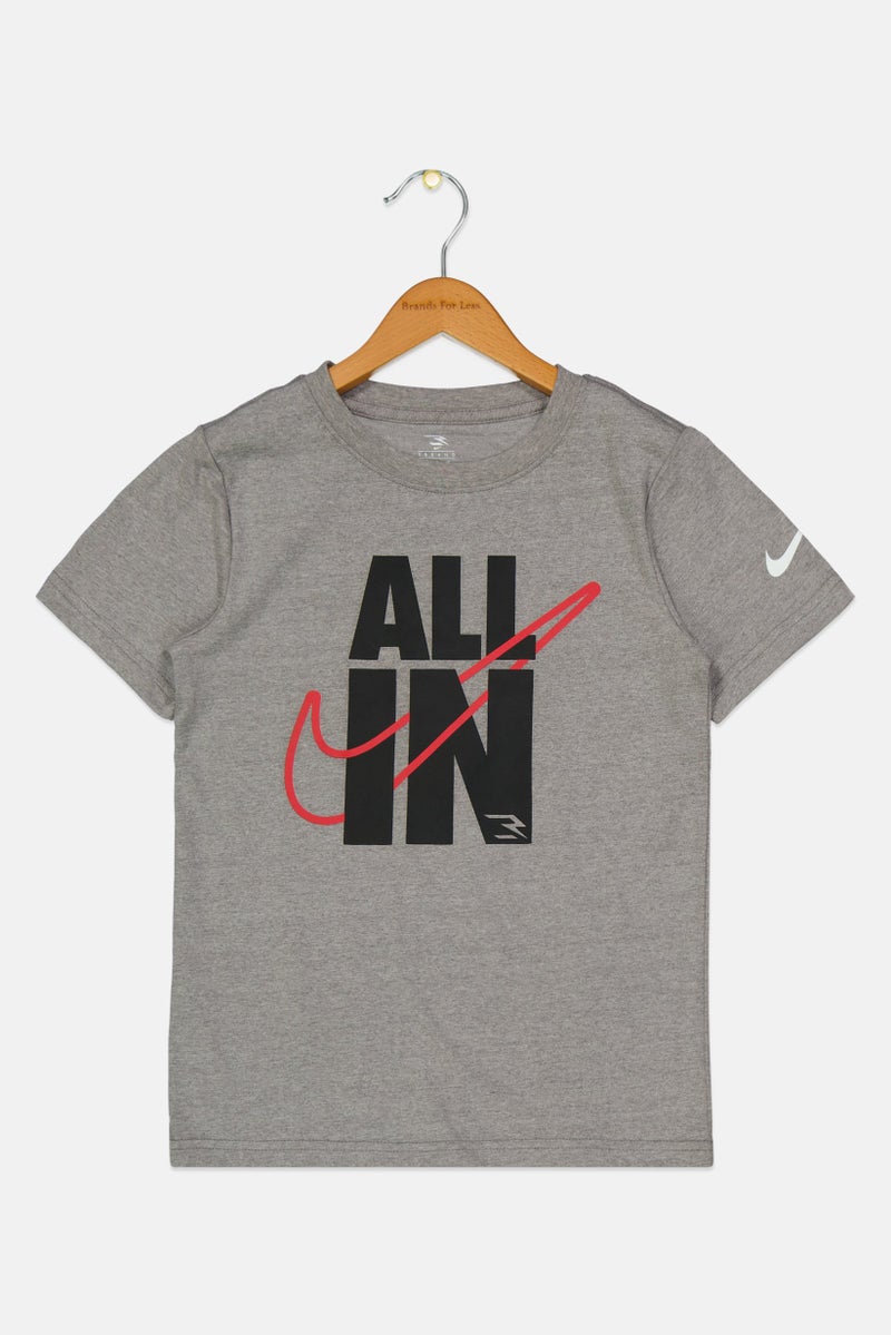 Nike تي شيرت تدريب للأطفال من 3Brand بواسطة راسل ويلسون، رمادي، ملابس رياضية للأولاد بشعار العلامة التجارية - Image 1