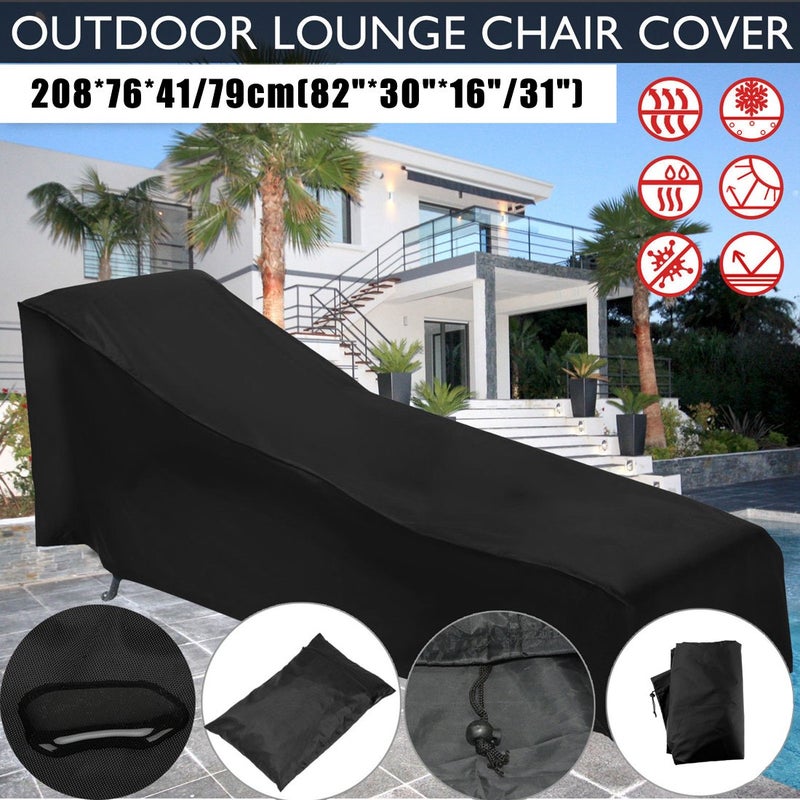 Comfysail Sun Lounger Cover Waterproof Sunbed Cover Outdoor Garden Patio Furniture with a Storage Bag,Black,208x76x41/79cm - Image 2