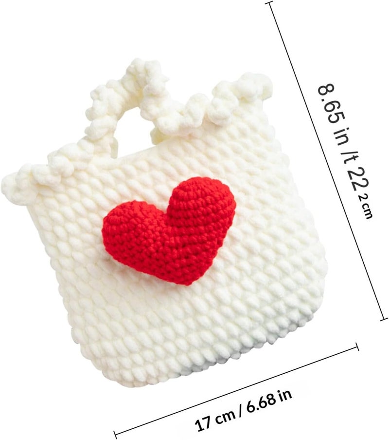 ifundom DIY Knitting Bag Crochet Kit with Red Pattern, Handwoven Yarn Storage Pouch for Crochet Hooks and Materials, Portable Craft Organizer for Handmade Projects - Image 2