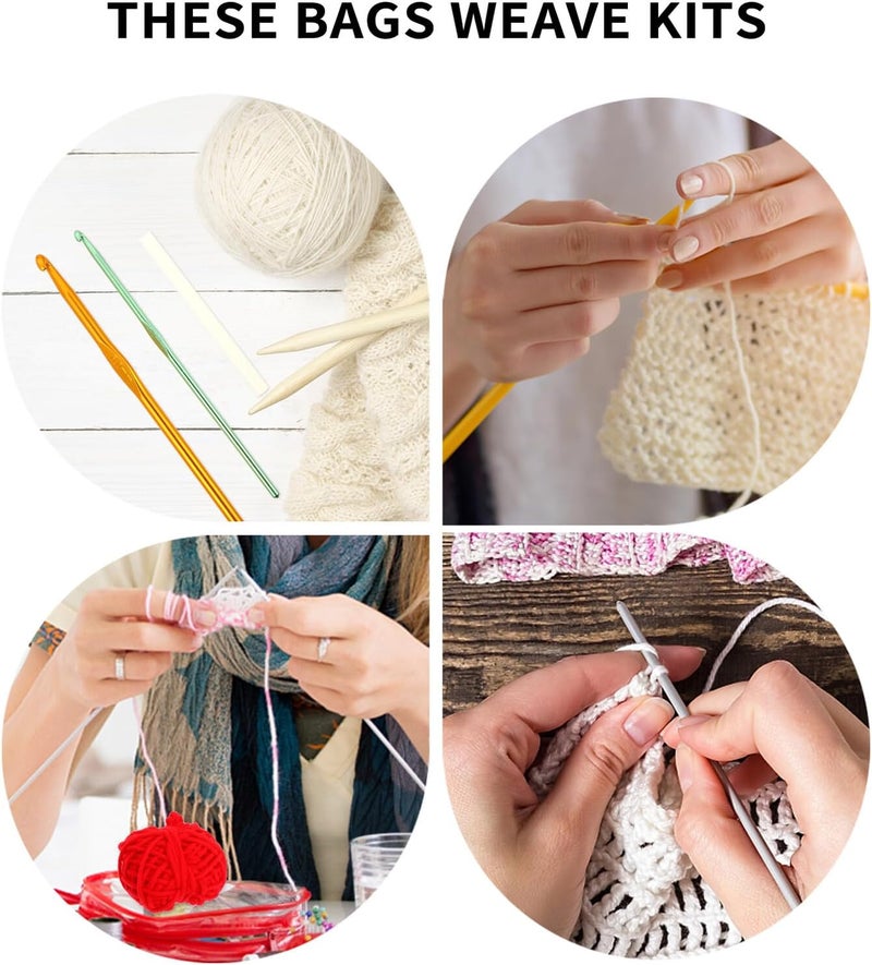 ifundom DIY Knitting Bag Crochet Kit with Red Pattern, Handwoven Yarn Storage Pouch for Crochet Hooks and Materials, Portable Craft Organizer for Handmade Projects - Image 3