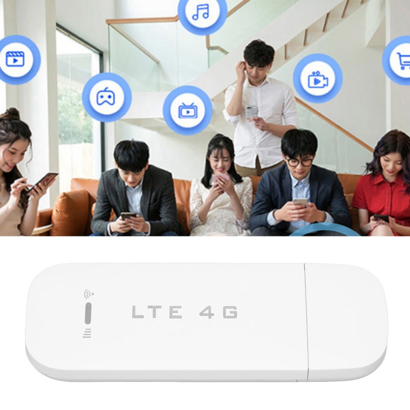 نقاط واي فاي موبايل 4G منفذ LTE محمول صغير سرعة 150 ميجابت في الثانية يمكنه اتصال ما يصل إلى 10 أجهزة موديم USB LTE 4G مع نقطة واي فاي لون أبيض - Image 4