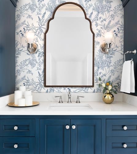 Micpolo 394"x17.3" Peel and Stick Wallpaper Blue and White Floral Wall Paper for Bedroom Blue Contact Paper for Cabinets Self-Adhesive Removable Wallpaper for Bathroom Kitchen Wall Decor - Image 3