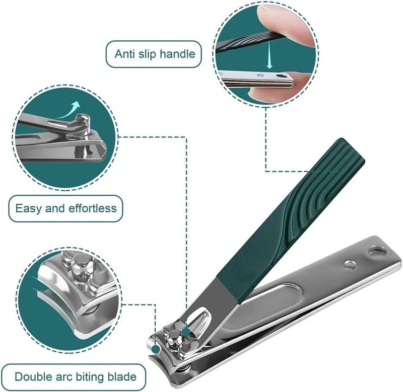 kaiderine Anti-Splash Nail Clipper Set with 6-Piece Nail Clipper Kit, Splash-Proof Stainless Steel Nail Clippers for Men and Women - Image 4