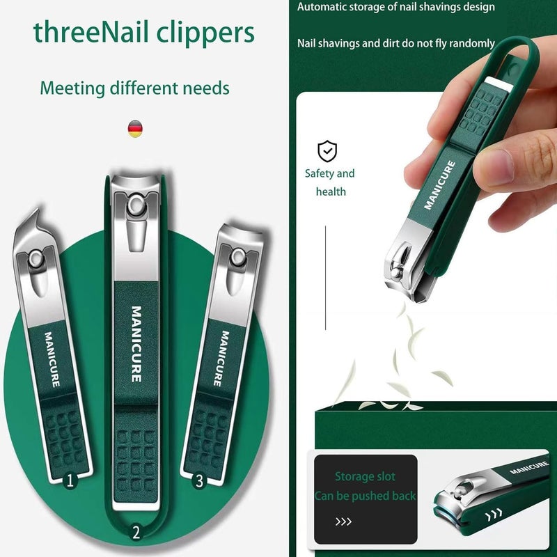kaiderine Anti-Splash Nail Clipper Set with 6-Piece Nail Clipper Kit, Splash-Proof Stainless Steel Nail Clippers for Men and Women - Image 2