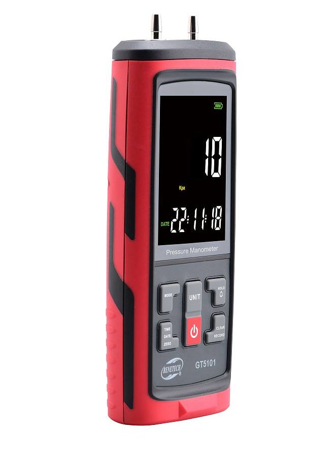 Lepmerk GT5101 Digital Manometer, Dual-Port Manometer Gas Pressure Tester, Handheld Professional Air Pressure Meter, 13 Selectable Units Differential Pressure Gauge, with Large LCD Display  - Image 2
