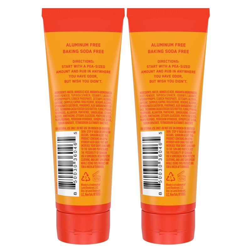 Mando Whole Body Deodorant For Men - Invisible Cream - 72 Hour Odor Control - Aluminum Free, Baking Soda Free, Skin Safe - 3 Ounce Tube (Pack of 2) - Bourbon Leather - Image 2