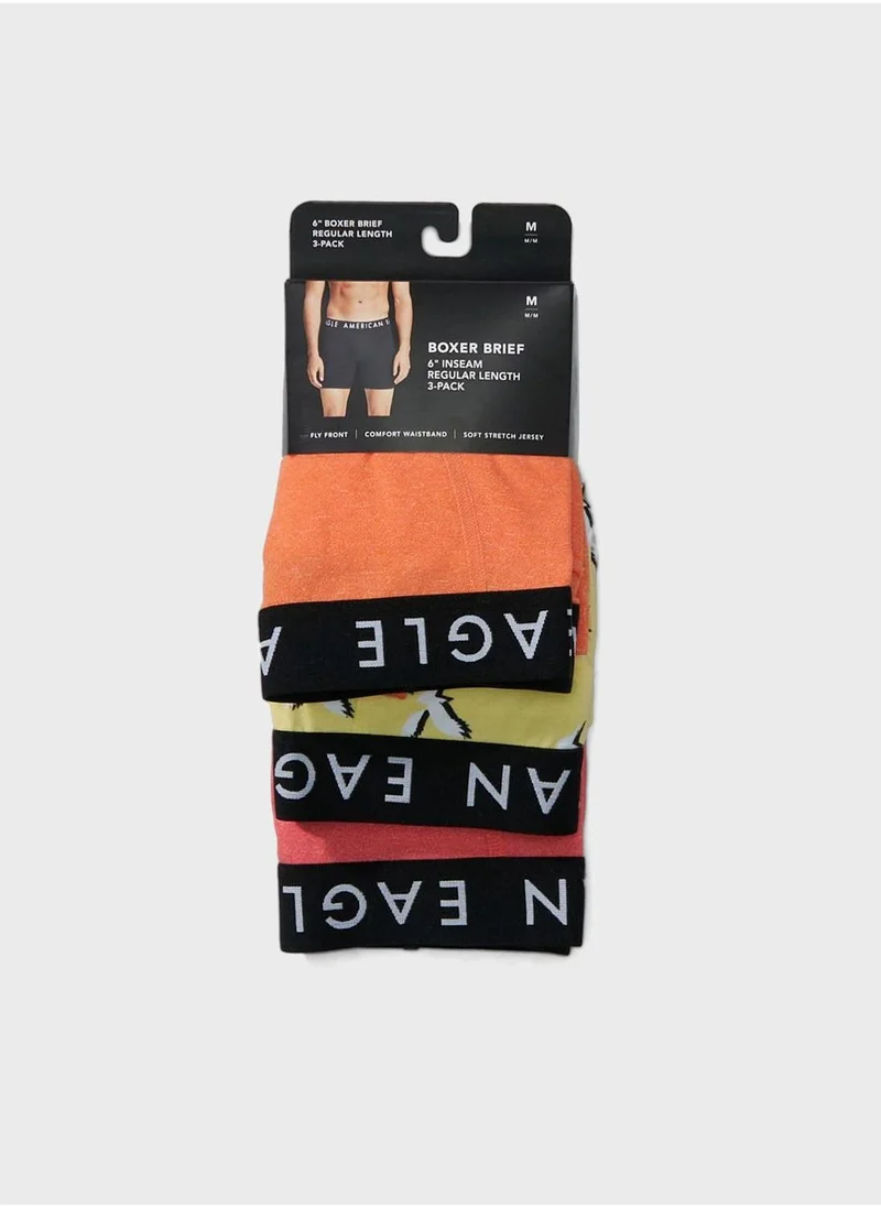 American Eagle 3 Pack Logo Band Trunks