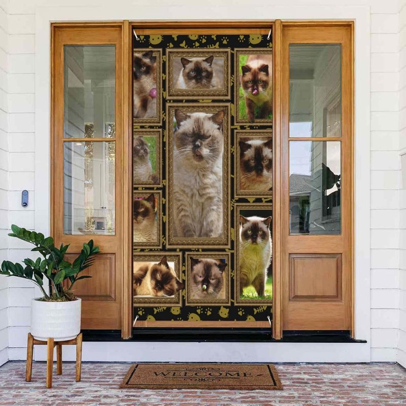 British Short Hair Cat Door Cover Backdrop Wall Decor Banner Wall Decoration Sign For Front Door Window Wall - Image 1