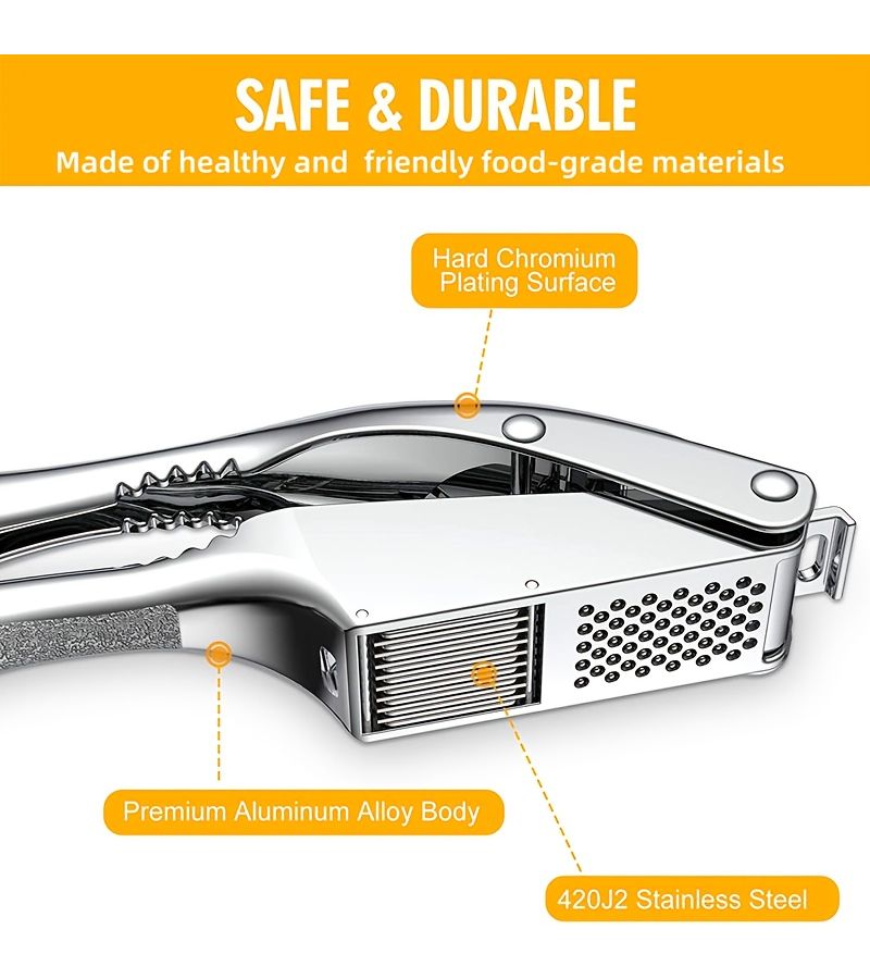 3pcs High Effective 2in1 Garlic Press Mincer Slicer with Peeler Brush Easy Clean Dishwasher Safe Kitchen Tool - Image 5