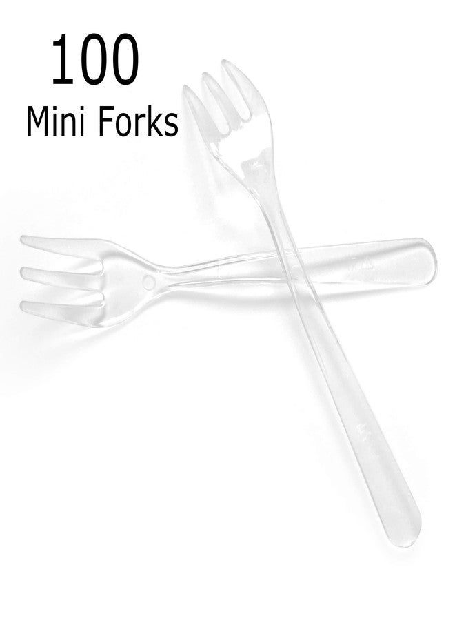 Zappy 100 Clear Plastic Mini Forks 3.5 inches Multicolor Mini Appetizer Forks Perfect for Dessert, Pickle, Cocktail, Oyster, Tastings and Events - Image 2