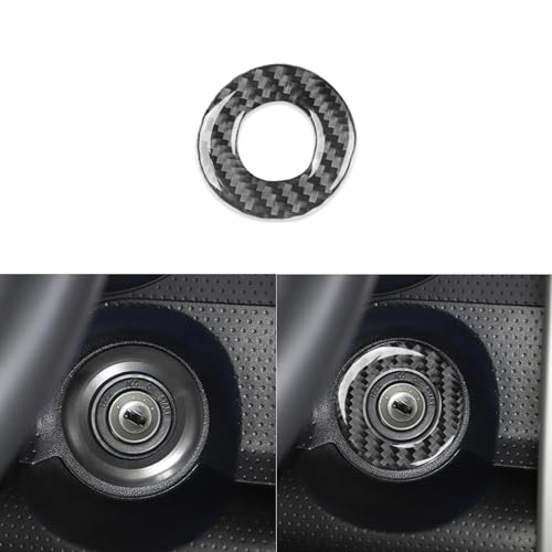 PJFUS Real Soft Black Carbon Fiber Car Ignition Switch Lock Engine Start Stop Panel Frame Trim Sticker Auto Premium Interior Accessories Compatible with Toyota FJ Cruiser 2007-2014 - Image 1
