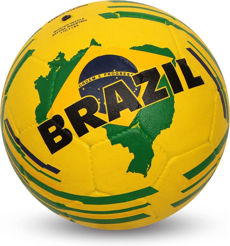Nivia Country Colour Rubberized Moulded Football, Suitable for Hard Ground Without Grass, Wet & Grassy Ground & Artificial Turf, Training Ball Size 5 - Brasil (Yellow/Green) - Image 1