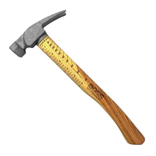 Boss Hammer 16 oz Ti64 Construction Grade Titanium Hammer Tennessee Hickory Handle Framing Square Rip Claw Design Magnetic Nail Starter Milled Face Made in the USA BH16TIHI18M - Image 1