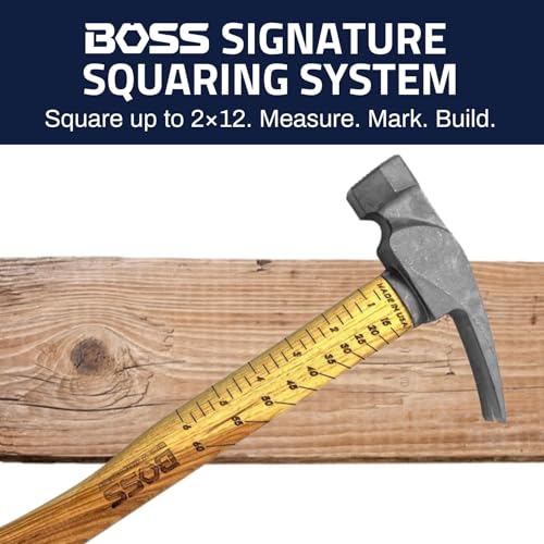 Boss Hammer 16 oz Ti64 Construction Grade Titanium Hammer Tennessee Hickory Handle Framing Square Rip Claw Design Magnetic Nail Starter Milled Face Made in the USA BH16TIHI18M - Image 3
