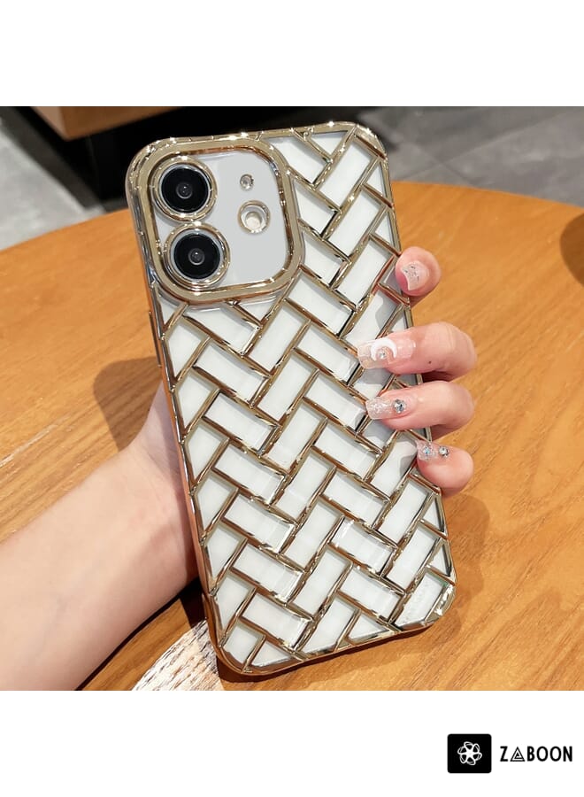 Zaboon Protective Case For iPhone 12 Woven Grid 3D Electroplating Laser Engraving - Image 1