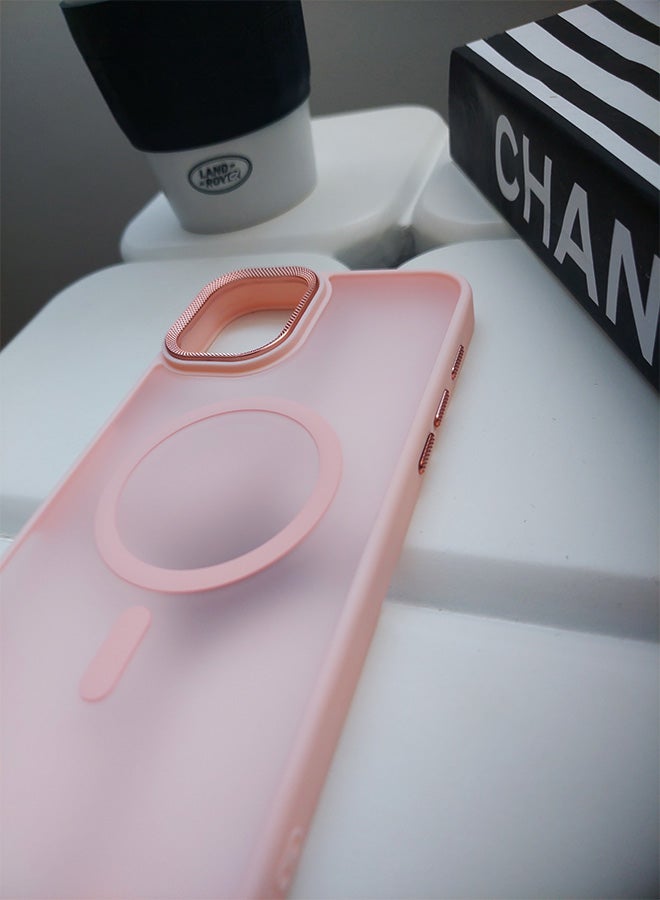 جراب مغناطيسي مقاوم للصدمات لهاتف iPhone 16 مع إطار معدني للكاميرا - غطاء مغناطيسي أنيق غير لامع للرجال والنساء والشباب ويدعم الماج سيف والشحن اللاسلكي - مضاد لبصمات الأصابع، وحماية للكاميرا، ومقاوم للسقوط (بينك) - Image 2