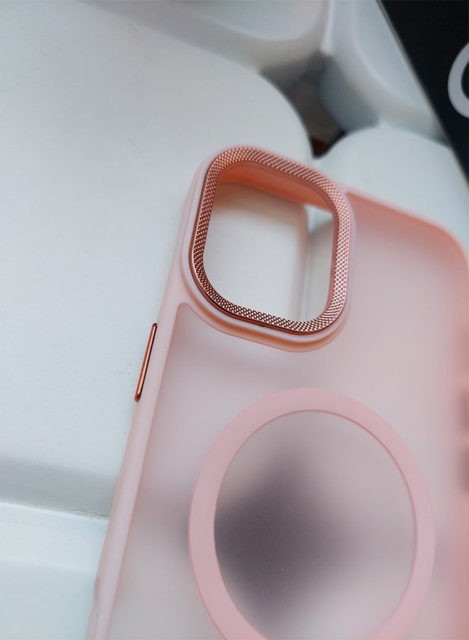جراب مغناطيسي مقاوم للصدمات لهاتف iPhone 16 مع إطار معدني للكاميرا - غطاء مغناطيسي أنيق غير لامع للرجال والنساء والشباب ويدعم الماج سيف والشحن اللاسلكي - مضاد لبصمات الأصابع، وحماية للكاميرا، ومقاوم للسقوط (بينك) - Image 3