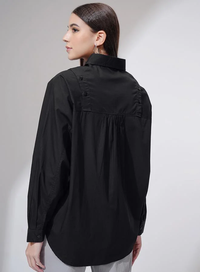 Tokyo Talkies Solid Long Sleeve Oversized Shirt by Styli