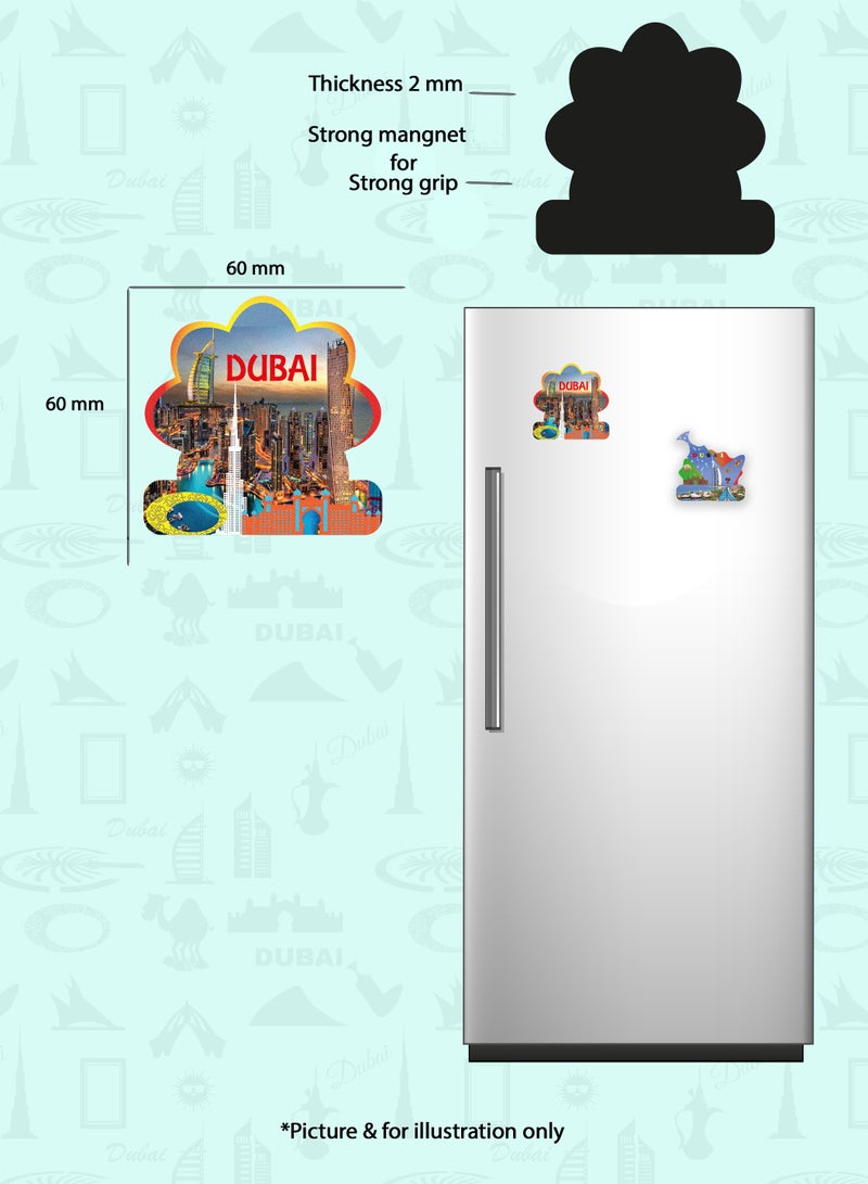 Souvenir Souq Set of 12 Dubai foil magnets featuring multiple patterns and vibrant  Skyline designs—perfect as souvenirs, gifts, or home décor. - Image 3