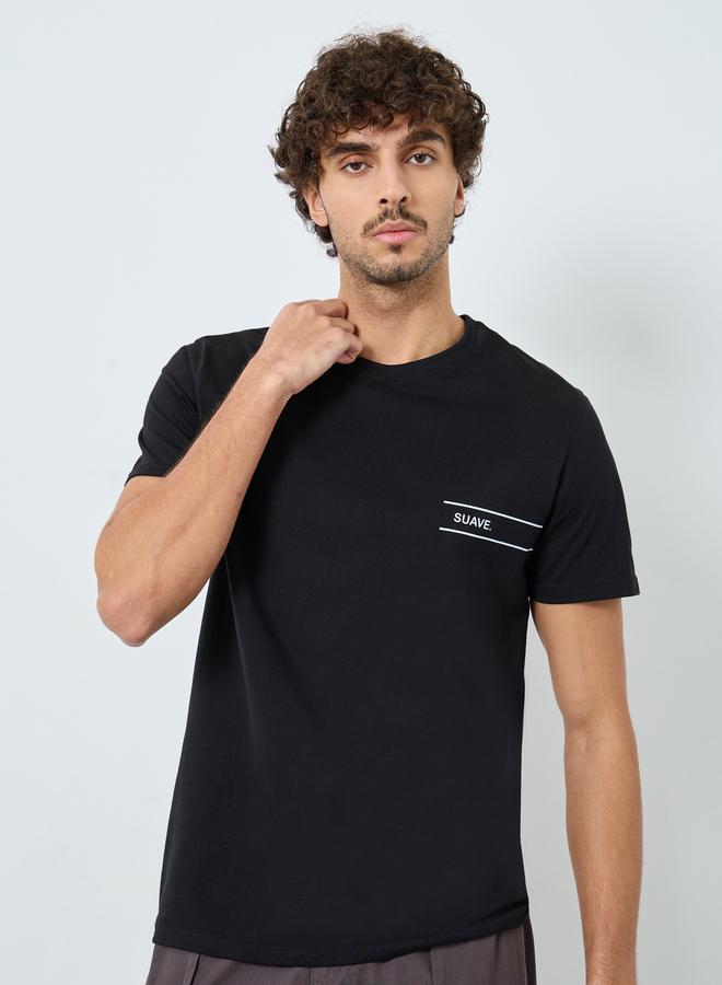 ستايلي تيشيرت بقصة عادية وطبعة كتابة - Image 3