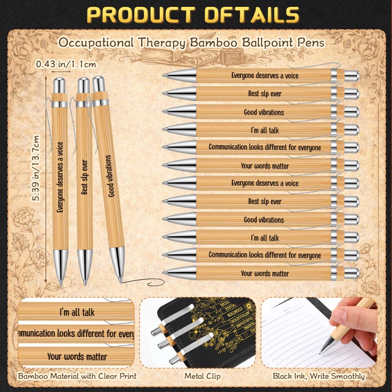 TaoBary 10 Sets Doctor Day Appreciation Gift Bulk Brown A6 Leather Notebook Journal with Bamboo Pen Inspirational Gifts for Male Female Doctors Day Coworker Graduation Staff Teacher Supplies - Image 3