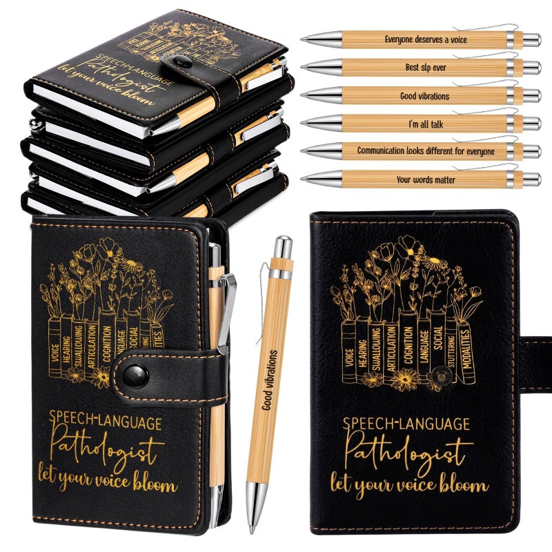 TaoBary 10 Sets Doctor Day Appreciation Gift Bulk Brown A6 Leather Notebook Journal with Bamboo Pen Inspirational Gifts for Male Female Doctors Day Coworker Graduation Staff Teacher Supplies - Image 1