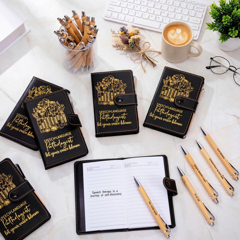 TaoBary 10 Sets Doctor Day Appreciation Gift Bulk Brown A6 Leather Notebook Journal with Bamboo Pen Inspirational Gifts for Male Female Doctors Day Coworker Graduation Staff Teacher Supplies - Image 4