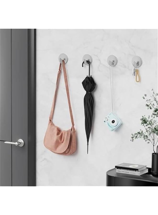 MIXDE Towel Hooks for Bathroom,  4 Pack Adhesive Hooks, Stainless Steel Shower Hooks, Round Wall Hook Holder for Hanging Robe, Coat, Clothes, Hat, Key in Washroom Kitchen Hotel (Silver) - Image 3