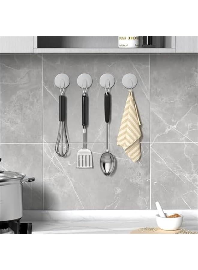 MIXDE Towel Hooks for Bathroom,  4 Pack Adhesive Hooks, Stainless Steel Shower Hooks, Round Wall Hook Holder for Hanging Robe, Coat, Clothes, Hat, Key in Washroom Kitchen Hotel (Silver) - Image 4
