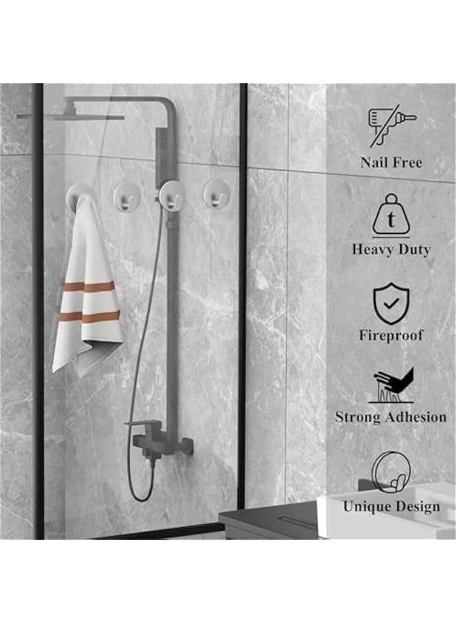 MIXDE Towel Hooks for Bathroom,  4 Pack Adhesive Hooks, Stainless Steel Shower Hooks, Round Wall Hook Holder for Hanging Robe, Coat, Clothes, Hat, Key in Washroom Kitchen Hotel (Silver) - Image 5