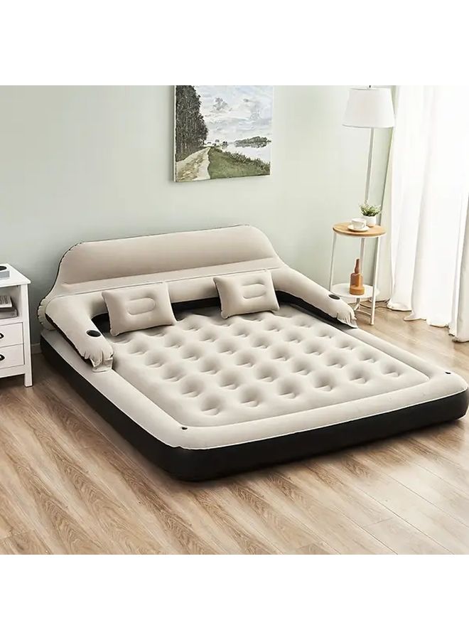 فراش هوائي قابل للنفخ مع مسند رأس ووسائد وحامل أكواب مقاس 75×39×28 بوصة - Image 2