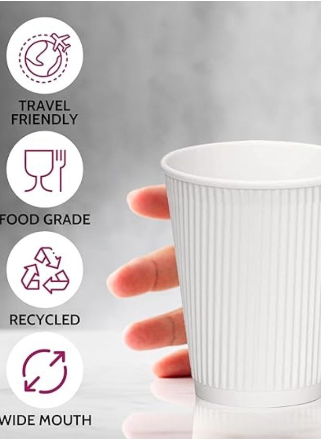 SKP Plastic Double Wall Corrugated Paper Cups 12 oz White (40 pcs)  - Image 3