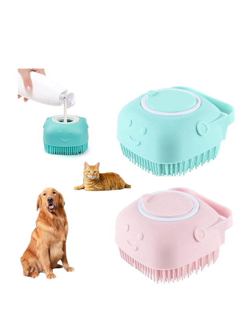 Excefore Cat Dog Bath Brush Comb Silicone Rubber 2Pcs Pet Dog Grooming Brush Silicone Puppy Massage Brush Hair Fur Grooming Cleaning Brush Soft Shampoo Dispenser Combing Beauty Appliances - Image 1