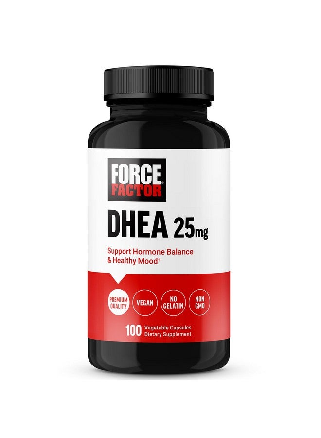 FORCE FACTOR DHEA 25mg, DHEA Supplement for Women and Men to Support Hormone Balance and Healthy Mood, Premium Quality, Vegan Friendly, Non-GMO, 100 Vegetable Capsules - Image 1