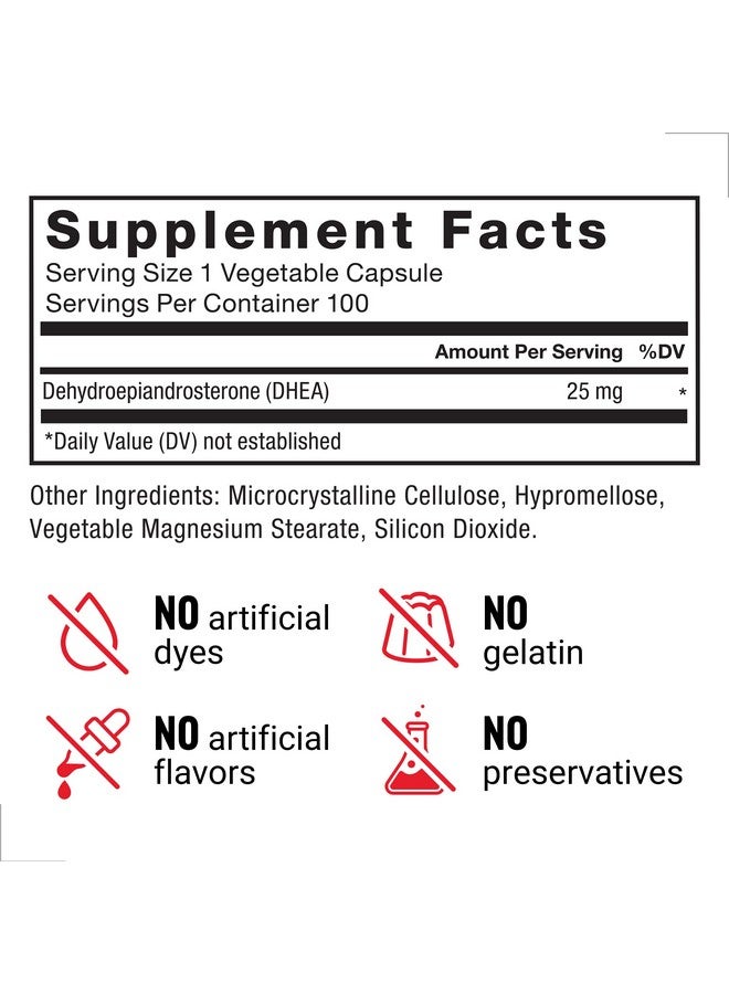 FORCE FACTOR DHEA 25mg, DHEA Supplement for Women and Men to Support Hormone Balance and Healthy Mood, Premium Quality, Vegan Friendly, Non-GMO, 100 Vegetable Capsules - Image 5