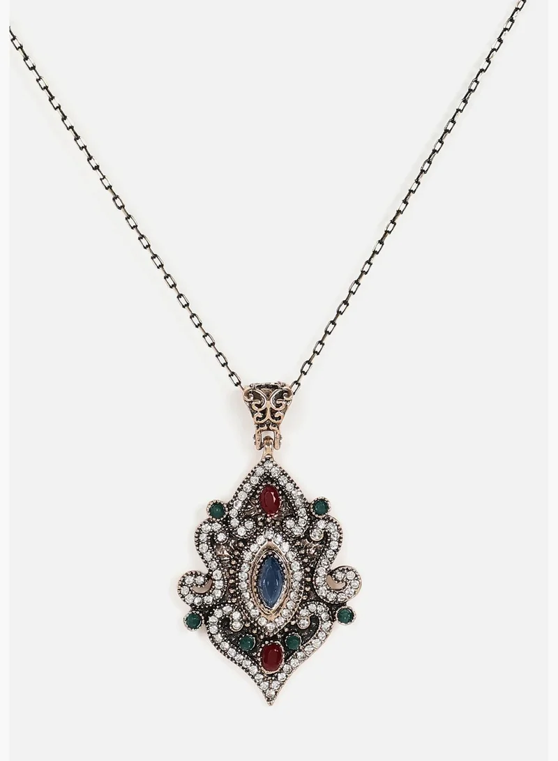 SOHI Silver Plated Designer Stone Necklace and Earring Set