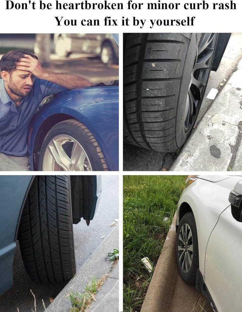 SYOAUTO طلاء إصلاح حواف العجلات SYOAUTO بلون البارود لسيارات Tesla Model Y 3 S X لعجلات Uberturbine/Arachnid/Cybersteam/Turbine، قلم طلاء وفرشاة 2 في 1 لإصلاح خدوش الحواف وتلف الرصيف تصميم بسيط مطور عملي - Image 2