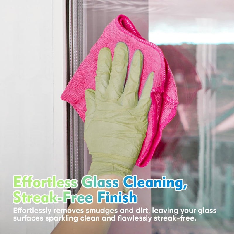HOMEXCEL Pink Microfiber Cleaning Cloths 12 Pack, 12.5 x 12.5 inch Microfiber Towel for Cars, Ultra Absorbent Car Washing Cloth, Lint Free Streak Free Cleaning Rags for Car, Kitchen, and Window - Image 3